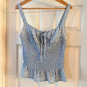 Love Tree Size Large Cropped Tank Top Flower Pattern With Ruching